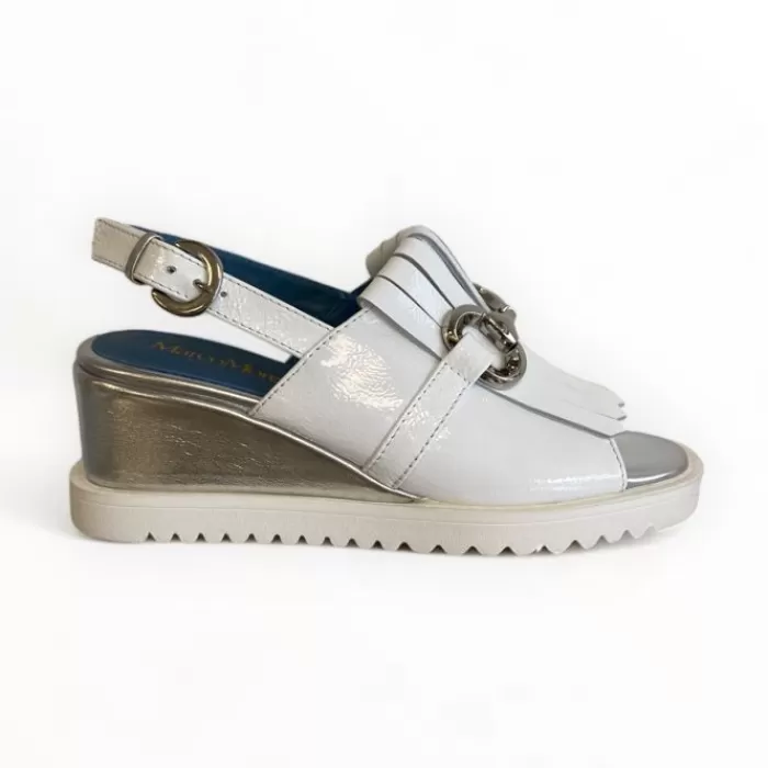 Marco Moreo Sandals- White Patent Wedge Sandal