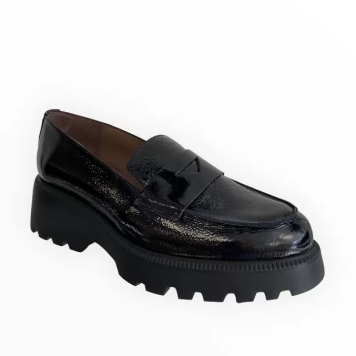 Wonders Wedges- Devina Patent Chunky Loafer Black